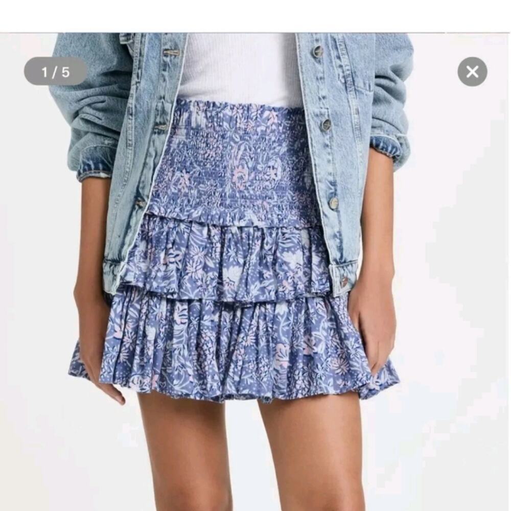 Sundry Wild Floral Tiered Ruffled Mini skirt Coquette Fairycore Romantic Garden - Picture 3 of 8